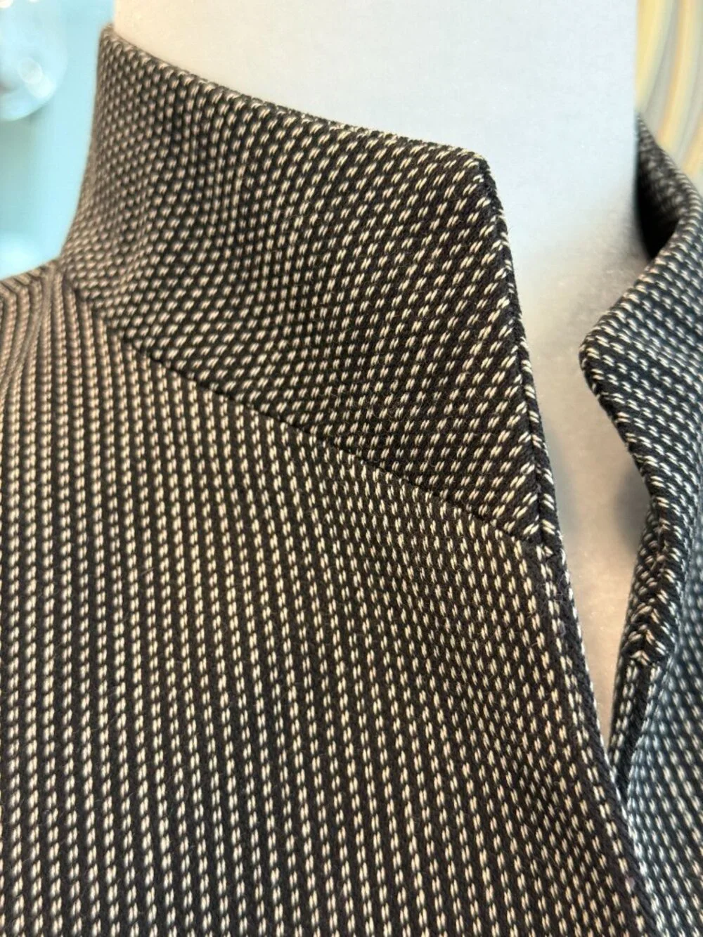Classic Vintage Christian Dior Blazer Jacket Black & White Woven Size 8 Mint